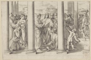 Saint Pierre et Jean guérissent un infirme dans un temple