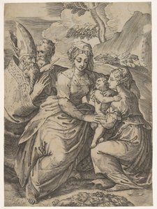 Madone et enfant avec des saints après Parmigianino