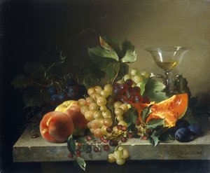Nature Morte avec Fruits sur un Ledge de Pierre, 1858