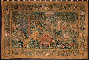 Scène de chasse Tapisserie réalisée dans les manufactures de Bruxelles. 16ème siècle Gênes, Musei di Strada Nuova - Belgian School