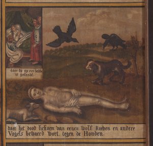 Maarke. Chapelle (Sint-Vincentiuskapel). intérieur. Peinture. Le martyre de Saint Vincent. XIXe siècle. (détail)