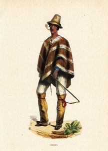 Homme Mapuche du Chili fumant un cigare - Belgian School