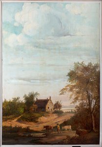 Deuxième salle arrière, salle de réunion, fresques avec scènes rurales de style classique, probablement vers 1810, scène 7