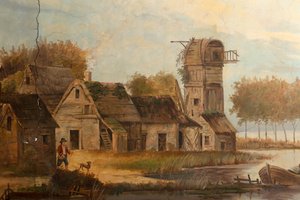 Deuxième salle arrière, salle de réunion, fresques avec scènes rurales de style classique, probablement vers 1810, scène 3