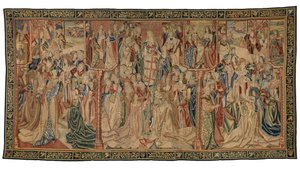 Tapisserie, Triomphe de la Vierge ou Madonna, réalisée à Bruxelles, Belgique, vers 1500