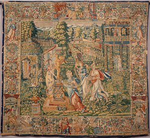 Les dons de Pomone, nymphe des fruits. Tapisserie des manufactures de Bruxelles. 16ème siècle, Gênes, Musei di Strada Nuova