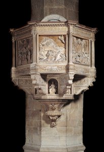Chaire en marbre avec histoire de saint François