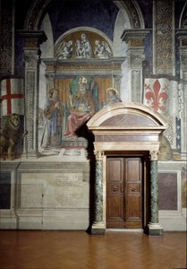 Saint Zanobius, saint Laurent et saint Étienne (Salle des Lys) (fresque) - Benedetto da Maiano