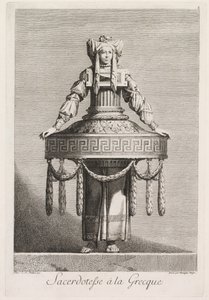 Mascarade à la Grecque: Sacerdotesse à la Grecque, Planche 8, 1771
