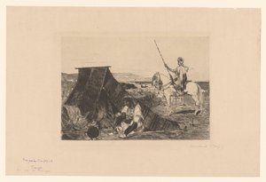 Paysage avec tente et cavalier - Benjamin  Constant