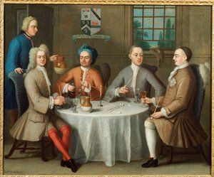 Portrait de groupe de Sir Thomas Sebright, Sir John Bland et deux amis, 1723