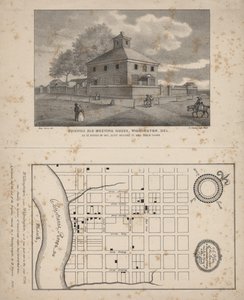 Maison de réunion des Amis, Wilmington, Delaware, lithographie par P.S. Duval