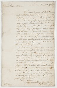 Lettre autographe à Mme Ann Penn, Londres, 20 novembre 1766 - Benjamin Franklin