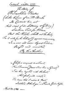Épitaphe de Benjamin Franklin, écrite par lui-même, 1728, 1840