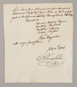 Commission de faillite, 20 juillet 1786 - Benjamin Franklin