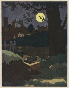 Oiseau sur une branche silhouetté contre la pleine lune
