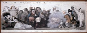 Le grand chemin de la postérité : représentation de la tragédie et de la comédie (Dorval, etc...) - Lithographie de Benjamin Roubaud, Maison de Balzac, Paris