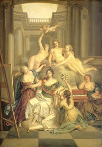 Frédérika Sophie Wilhelmine de Prusse (1751-1820). Épouse du prince Guillaume V, dans le Temple des Arts