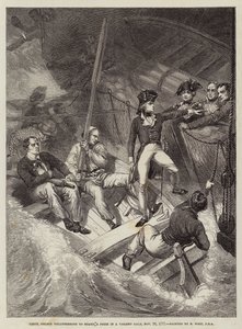 Le lieutenant Nelson se porte volontaire pour aborder un prix dans une violente tempête, 20 novembre 1777