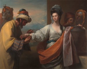 Rebecca recevant le bracelet au puits - Benjamin West