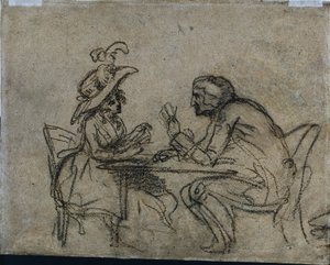 Femme et Homme Jouant aux Cartes (verso) - Benjamin West