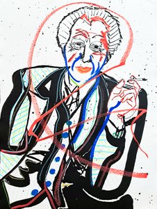 Surportrait : Frank Lloyd Wright, 2022 (acrylique sur papier) - Benoit Erwann Boucherot