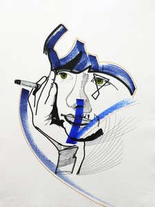 Surportrait : Françoise Sagan 1, 2019 (acrylique sur papier) - Benoit Erwann Boucherot