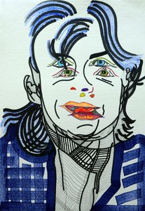 Surportrait : Fred Vargas, 2019 (acrylique sur papier) - Benoit Erwann Boucherot