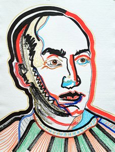 Surportrait : Isamu Noguchi 1, 2022 (acrylique sur papier) - Benoit Erwann Boucherot