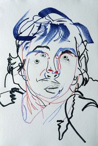 Surportrait : Marguerite Duras 3, 2021 (acrylique sur papier) - Benoit Erwann Boucherot