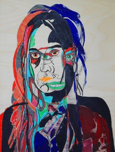 Surportrait : Maude Veilleux, 2021 (huile et acrylique sur panneau de bois)