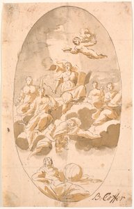 Étude pour peinture de plafond avec neuf figures, ovale