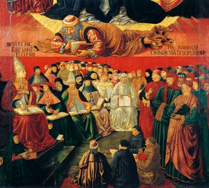 Philosophe arabe Averroès, détail du Triomphe de Saint Thomas d