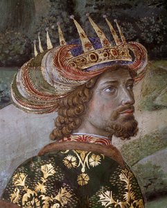 Le Voyage des Mages Cortège des Mages de Jérusalem à Bethléem appelé en italien « Viaggio dei Magi » ou « Cavalcata dei Magi » (détail de Balthasar sous les traits de Jean VIII Paléologue, empereur byzantin)