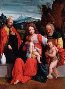 La Sainte Famille avec Saint Jean-Baptiste enfant et un évêque