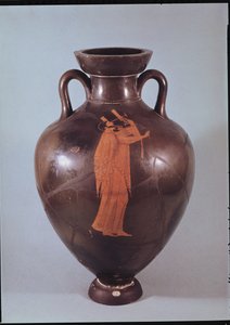 Amphore attique à figures rouges représentant un musicien jouant de la lyre (céramique)