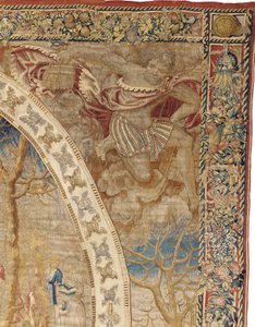 Tapisserie allégorique de Bruxelles représentant le mois de décembre de "Les Mois Médaillons", vers 1525