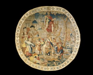 Tapisserie allégorique de Bruxelles représentant le mois de décembre de "Les Mois Médaillons", vers 1525