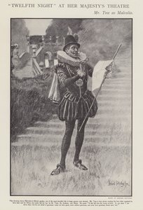 Herbert Beerbohm Tree en Malvolio dans une production de La Nuit des rois de Shakespeare au Her Majesty