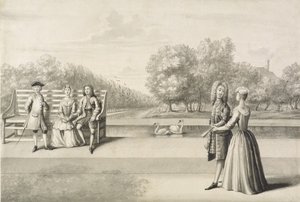 Figures sur la rive du Long Water, Hampton Court Palace