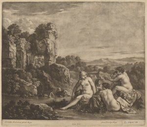 Baigneurs dans un paysage