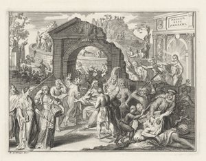 Caricature sur la lutte pour le théâtre, vers 1685 - Bernard Picart (attributed to)