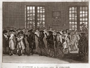 Une congrégation de juifs en deuil exécutant les Acafoth lors d