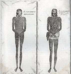 Représentation du Suaire de Besançon et du suaire de Turin Gravure de « Illustration des cérémonies et coutumes religieuses de tous les peuples du monde » par Bernard Picart (1723-1743) 1819 Collection privée - Bernard Picart