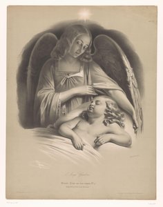 Ange gardien veillant sur un enfant endormi (Grote studies in twee soorten krijt, Grande étude aux deux crayons) - Bernard Romain Julien