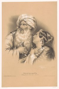 Homme avec turban et femme pleurant (série Étude aux deux Crayons)
