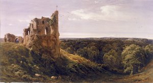 Château en ruine dans un paysage (Château de Knaresborough)