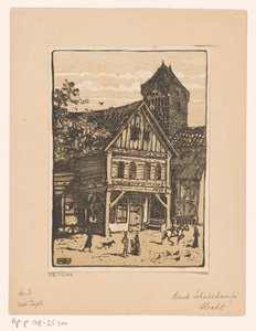 Maison en bois et tour en pierre