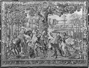 Les Chasses de Maximilien, Léo, La Chasse au cerf, Manufacture des Gobelins (tapisserie)