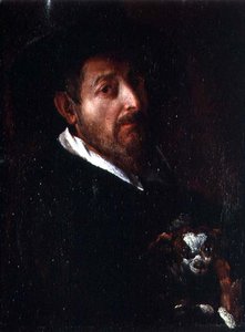 Autoportrait avec un chien - Bernardino Barbatelli Poccetti